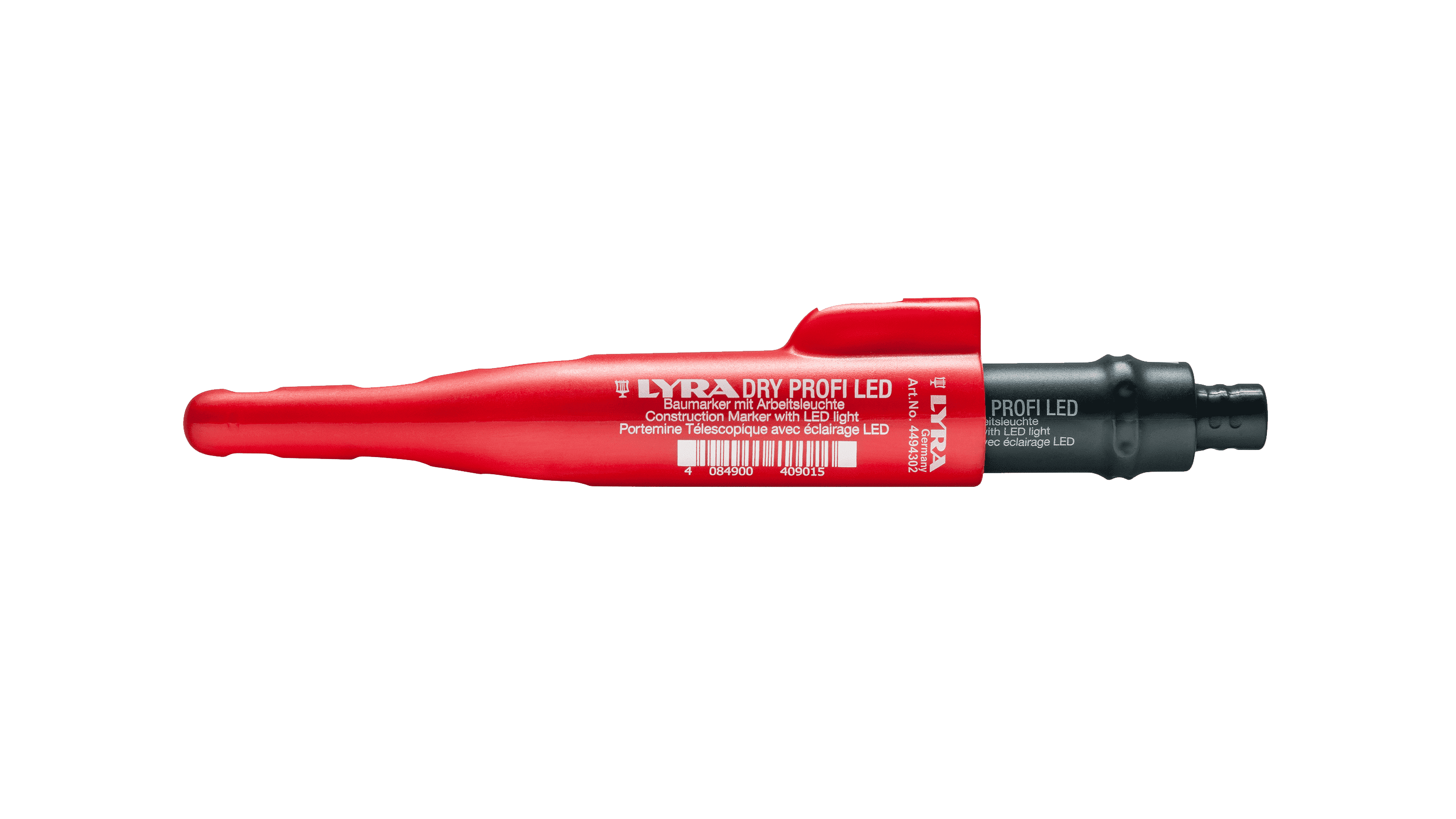 Lyra Dry Profi Led Construction Marker Graphite 2B - Proffesionell stiftpenna för hantverkare med integrerat LED-ljus.